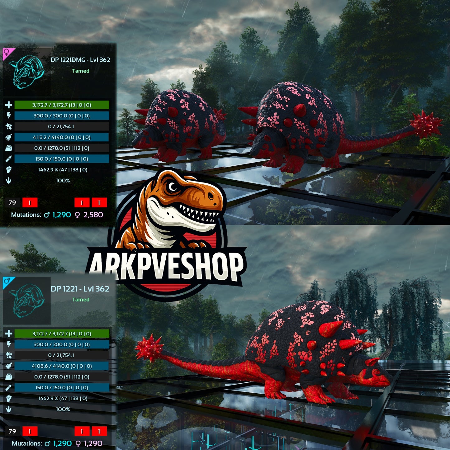 🏷️ Aberrant Doedicurus / Doedi 1053-1462Dmg 100%Imprinted 🏷️