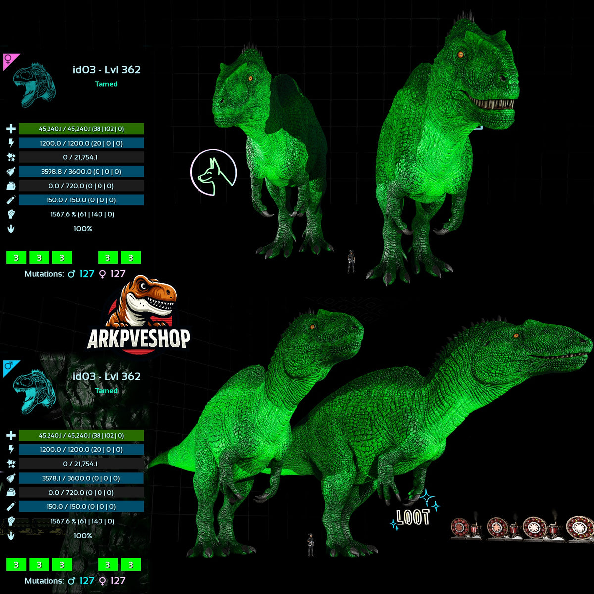 Acrocanthosaurus Acro 1567.6% Melee Damage