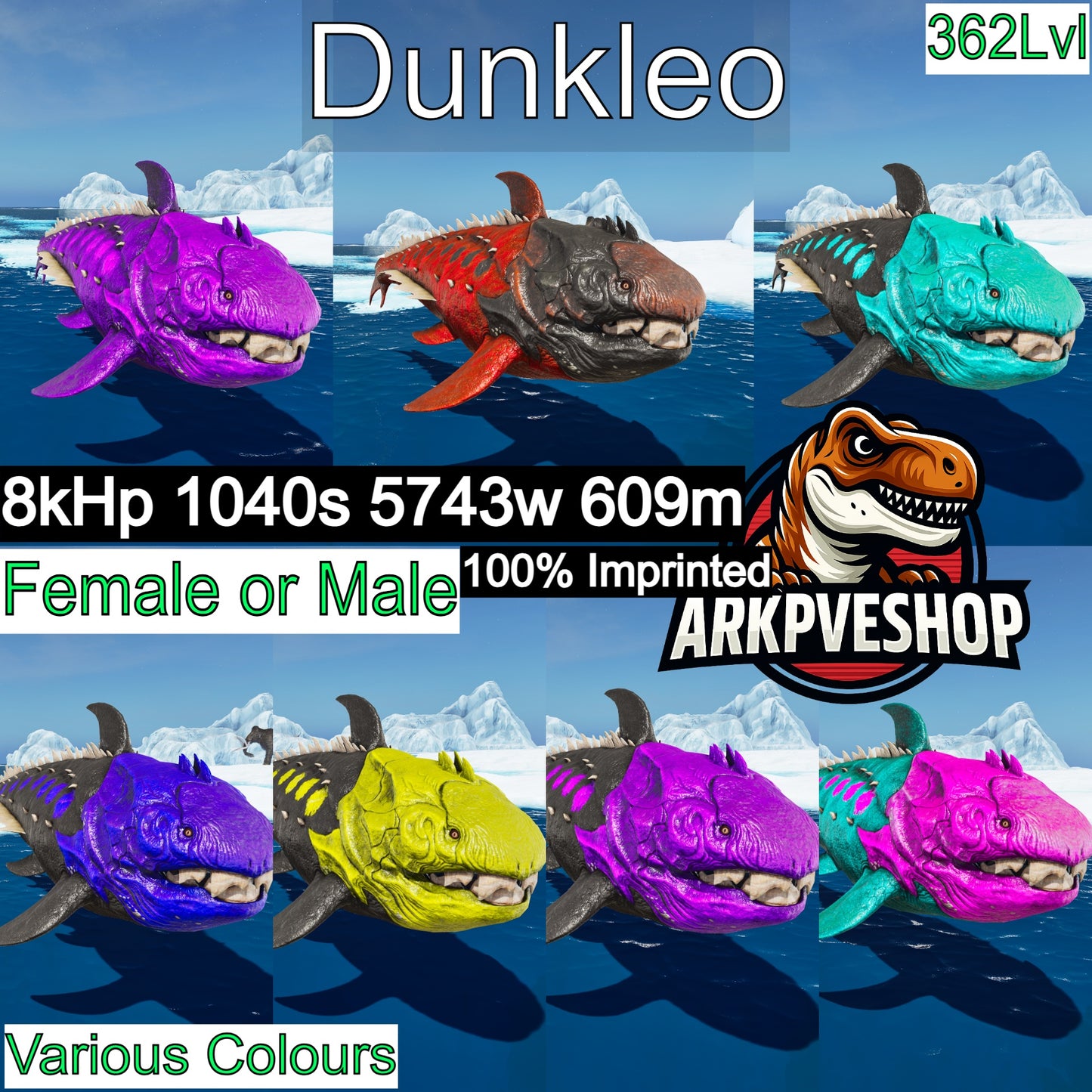 Dunkleosteus / Dunkleo - 362Max Level 5743weight Imprinted Underwater Farmer