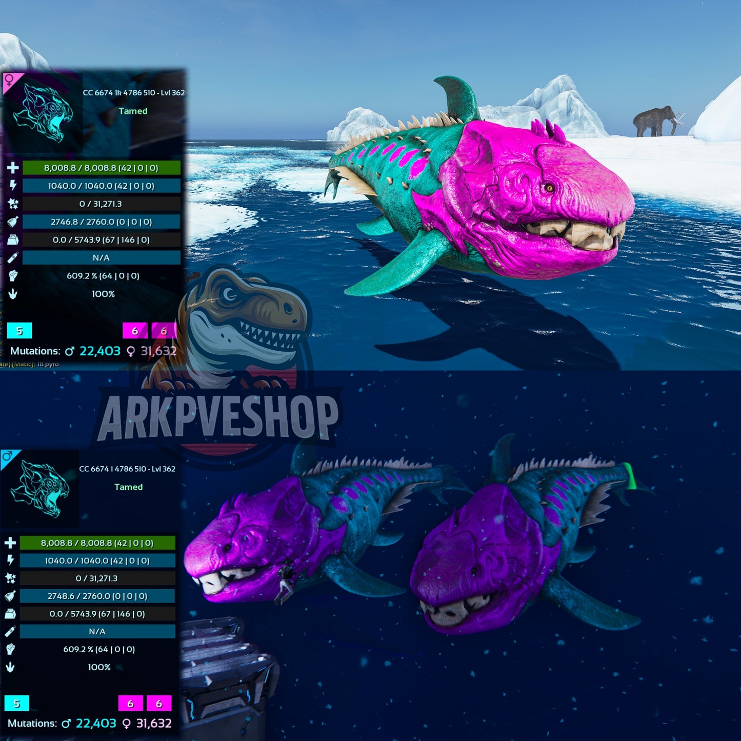 Dunkleosteus / Dunkleo - 362Max Level 5743weight Imprinted Underwater Farmer