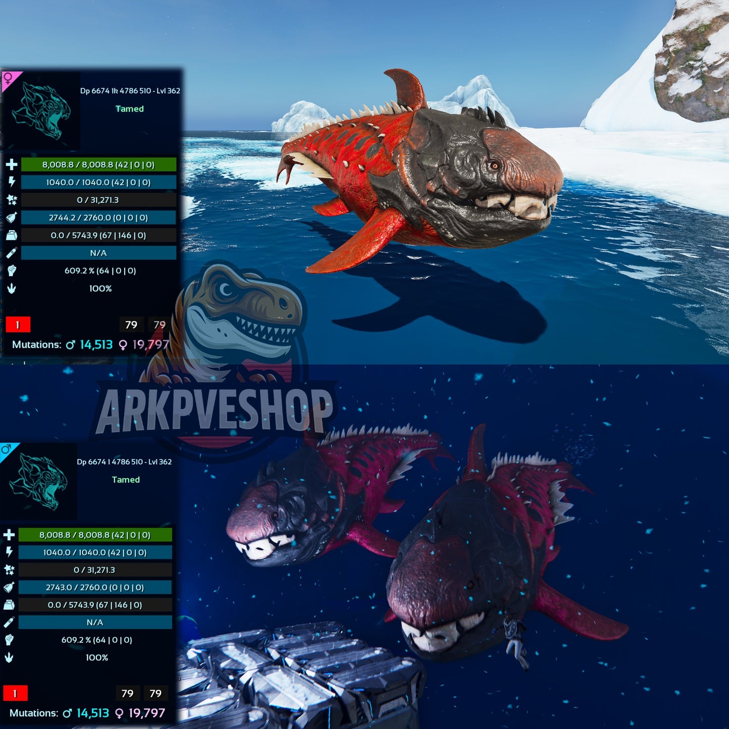 Dunkleosteus / Dunkleo - 362Max Level 5743weight Imprinted Underwater Farmer