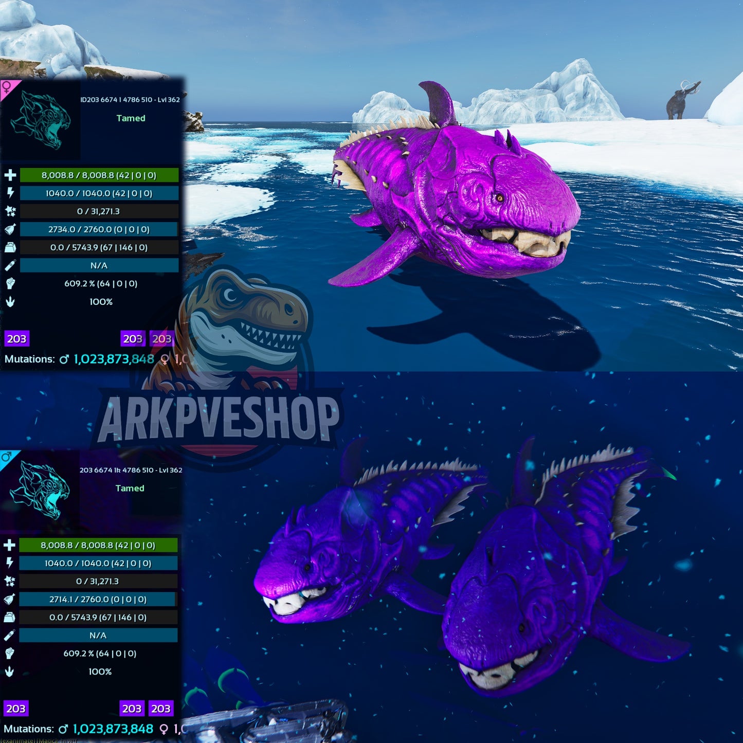 Dunkleosteus / Dunkleo - 362Max Level 5743weight Imprinted Underwater Farmer