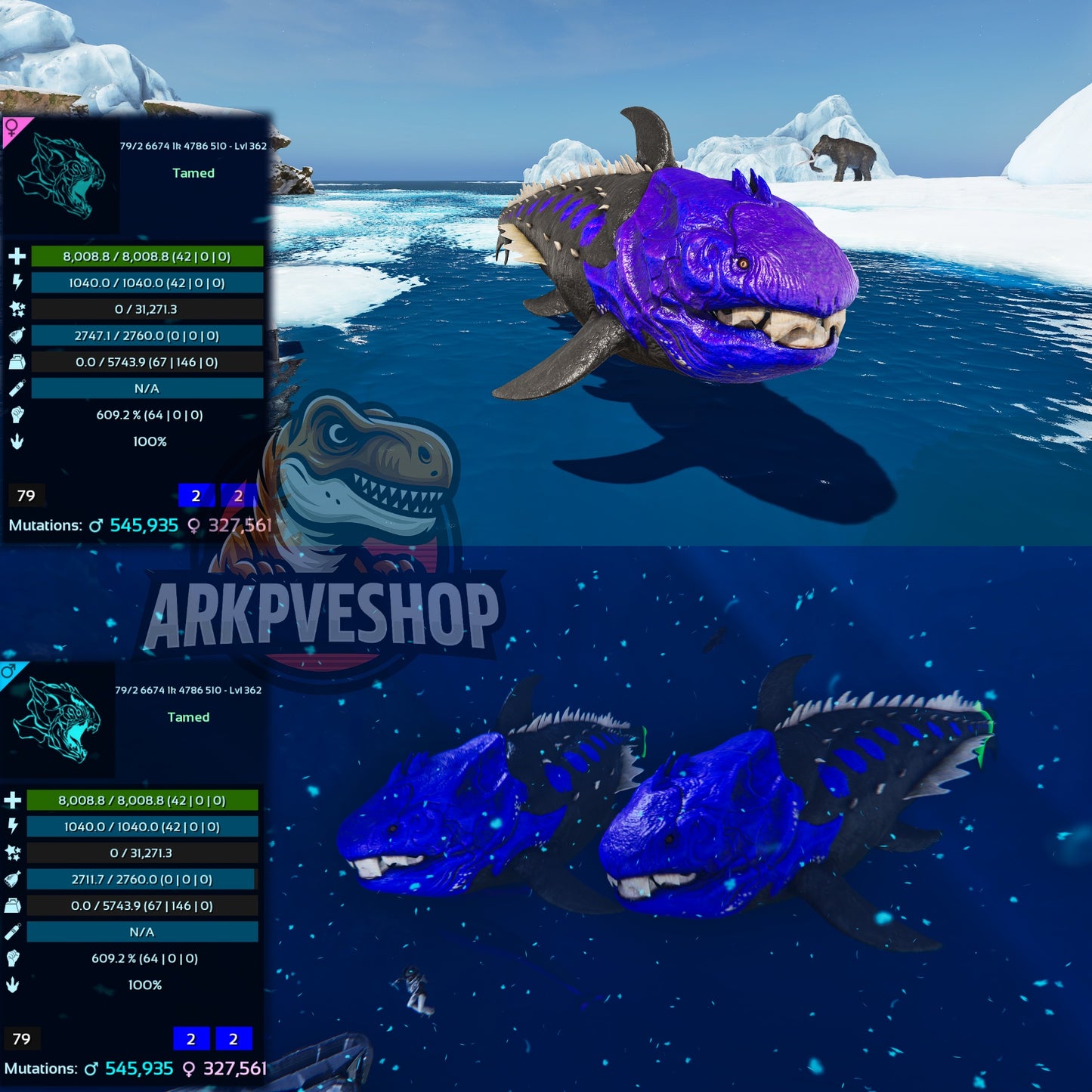 Dunkleosteus / Dunkleo - 362Max Level 5743weight Imprinted Underwater Farmer