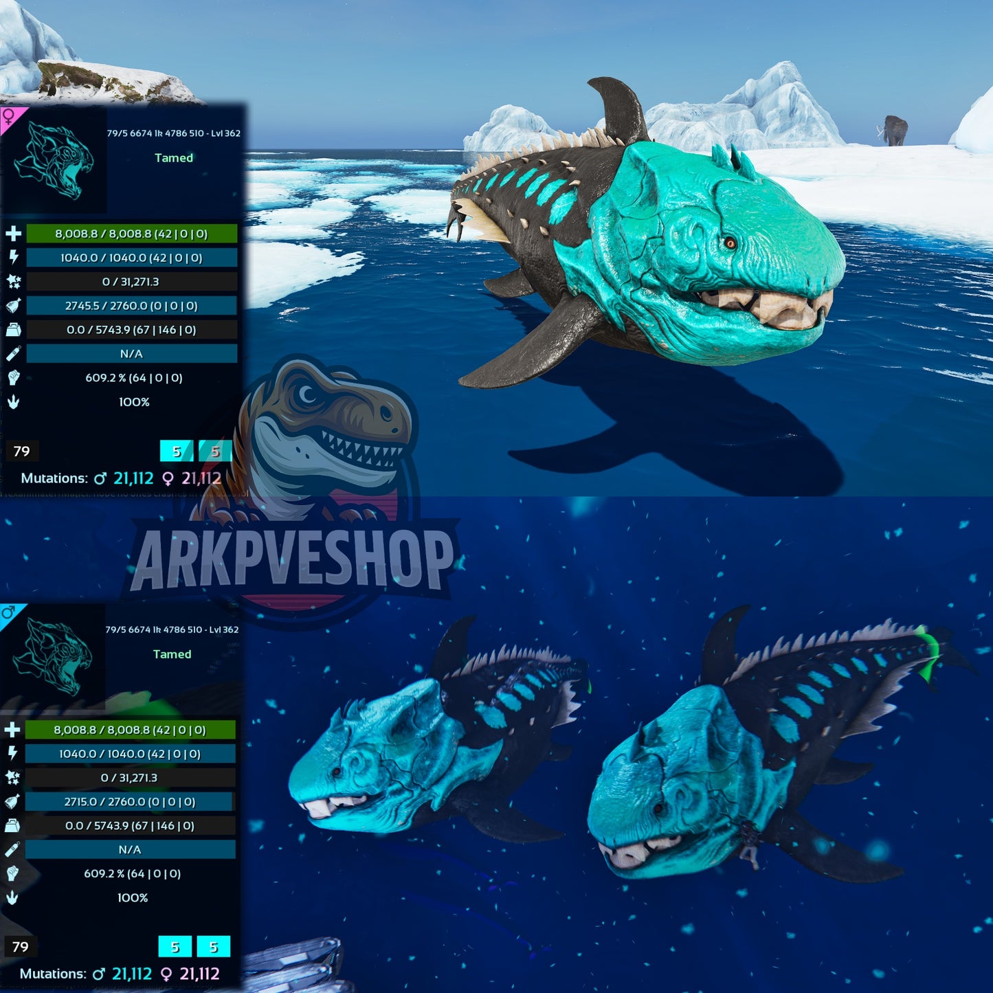 Dunkleosteus / Dunkleo - 362Max Level 5743weight Imprinted Underwater Farmer