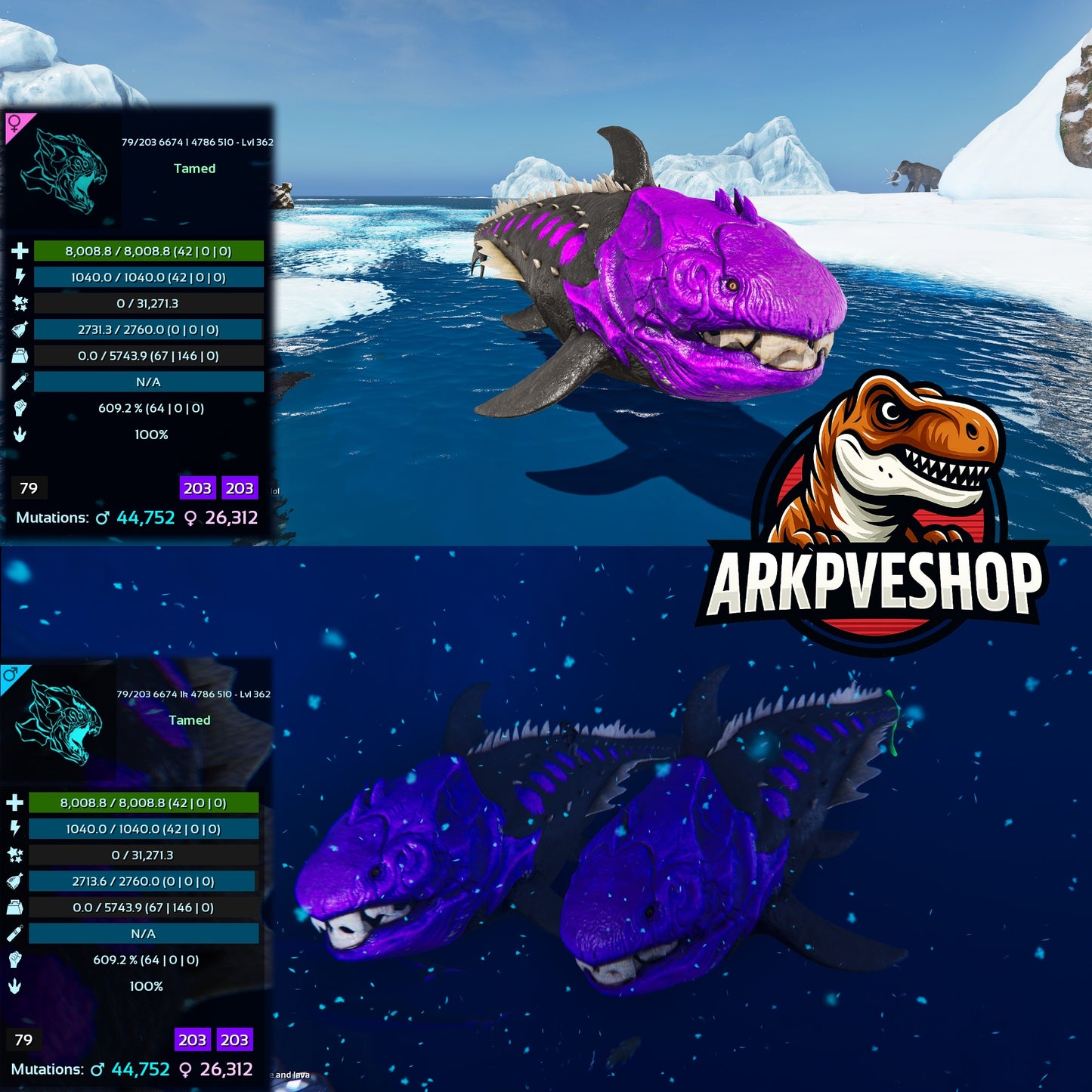 Dunkleosteus / Dunkleo - 362Max Level 5743weight Imprinted Underwater Farmer