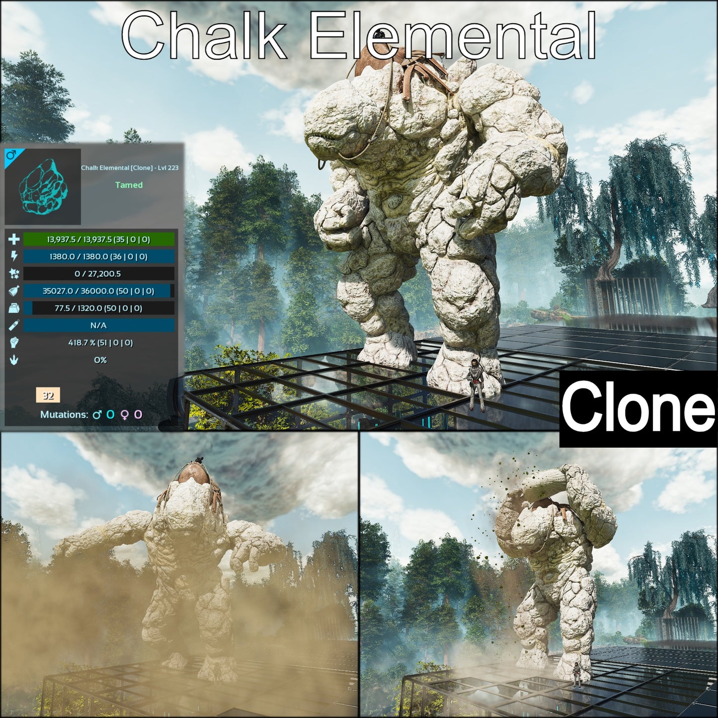 Rock / Chalk / Ice / Scrap Elemental Golem Clone