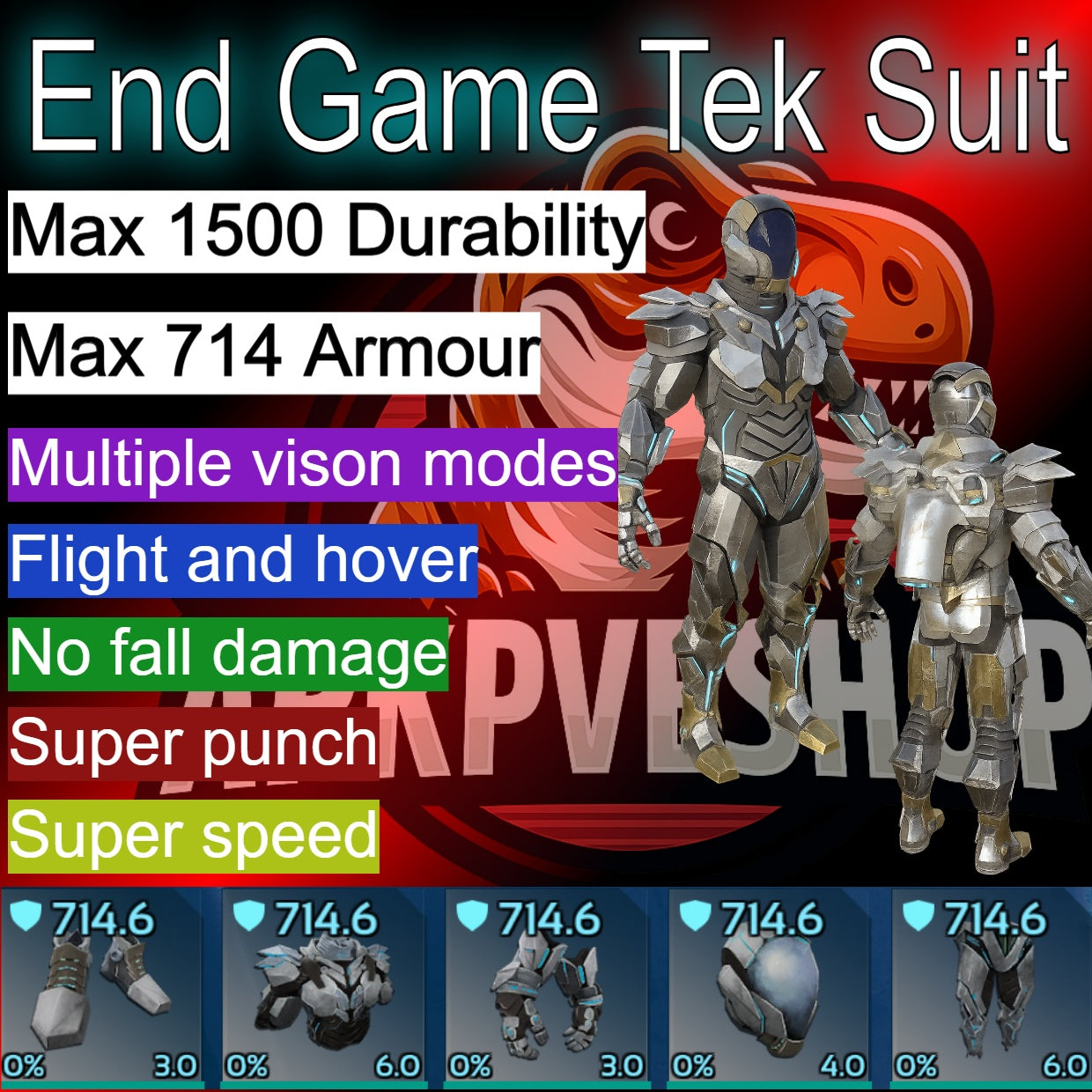 ark tek gear Tek Suit Max 714 Armor & 1500 Durability, Gear – My Ark Ascended