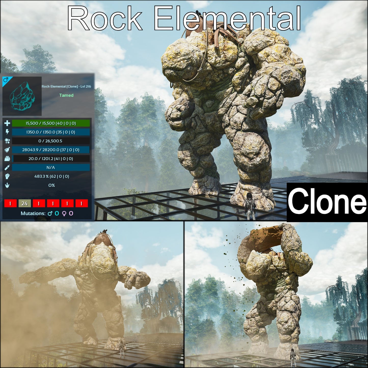 Rock / Chalk / Ice / Scrap Elemental Golem Clone
