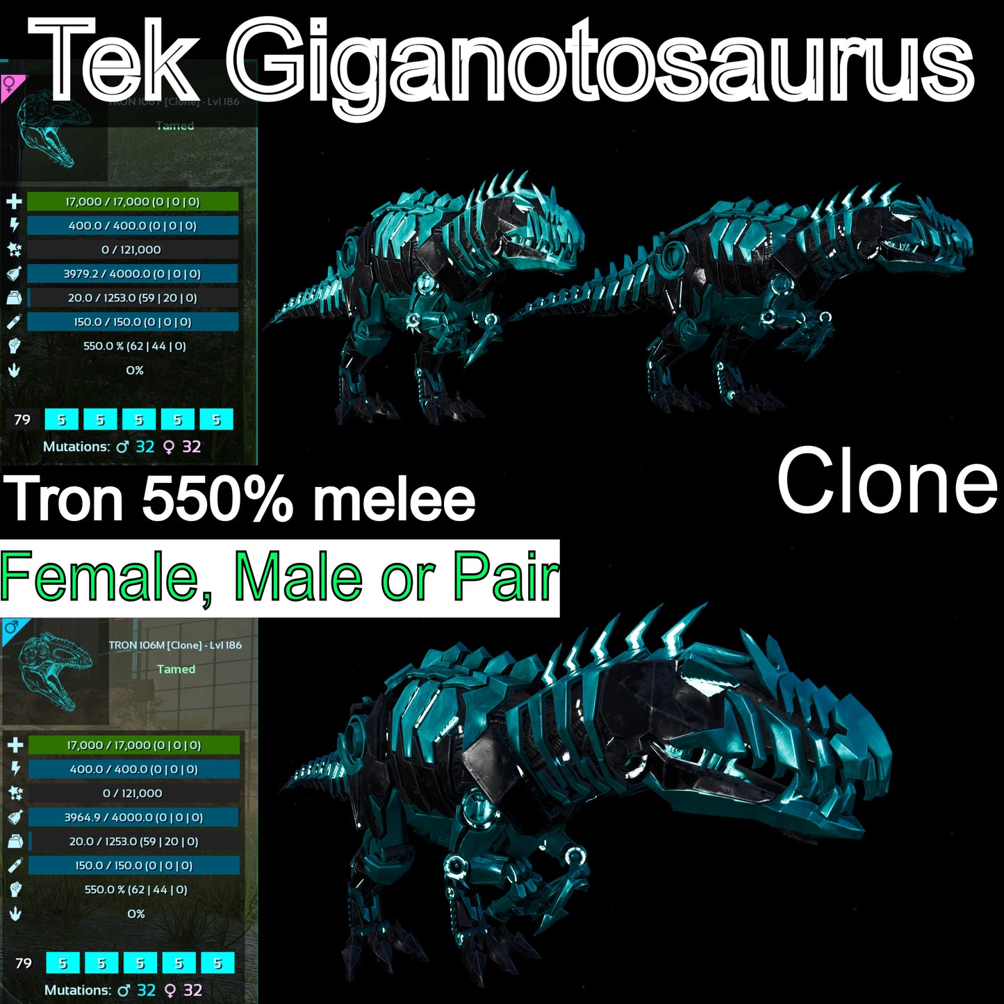 Tek Giganotosaurus Clone 550%Melee