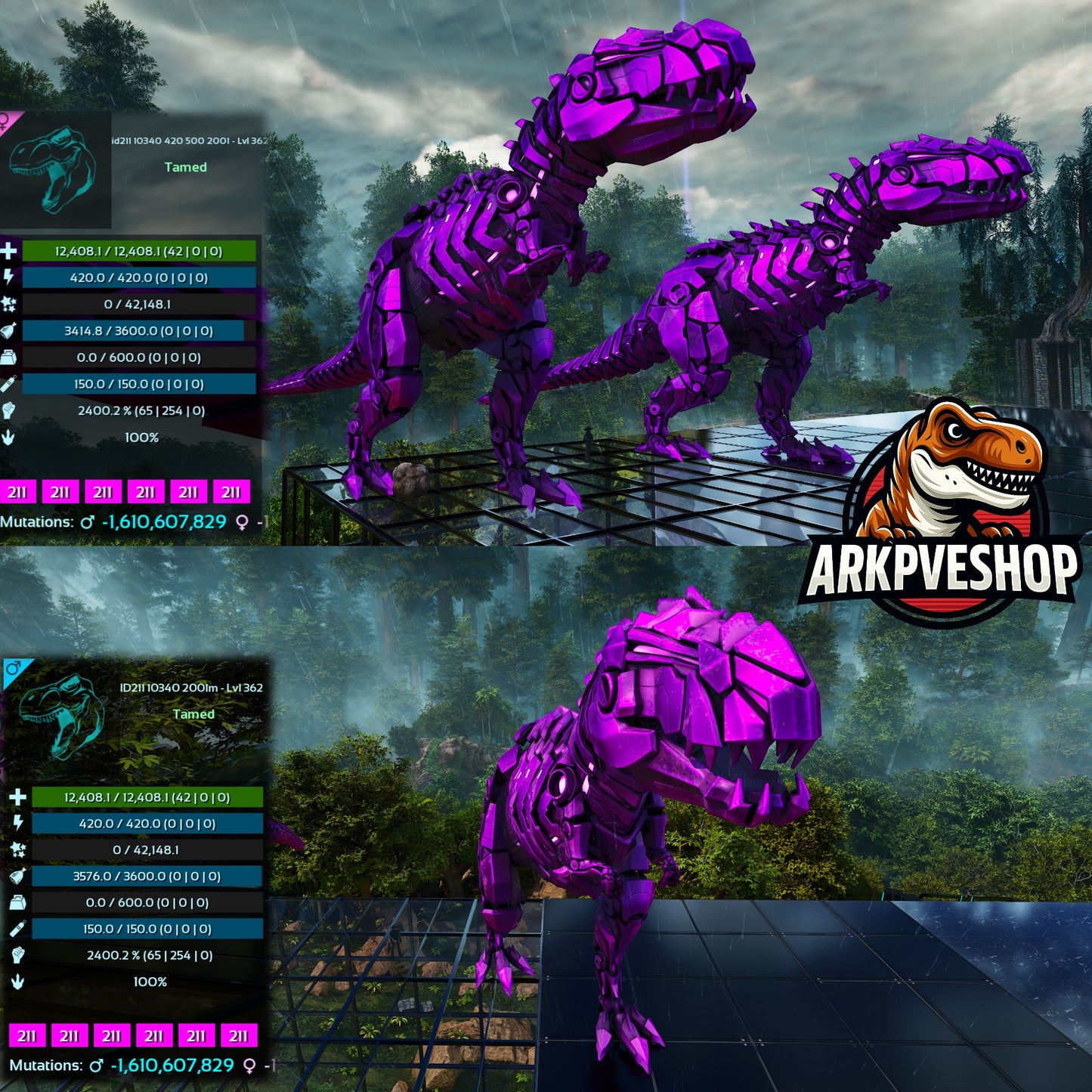 Tek Rex 2400% melee Imprinted Top Boss Stats