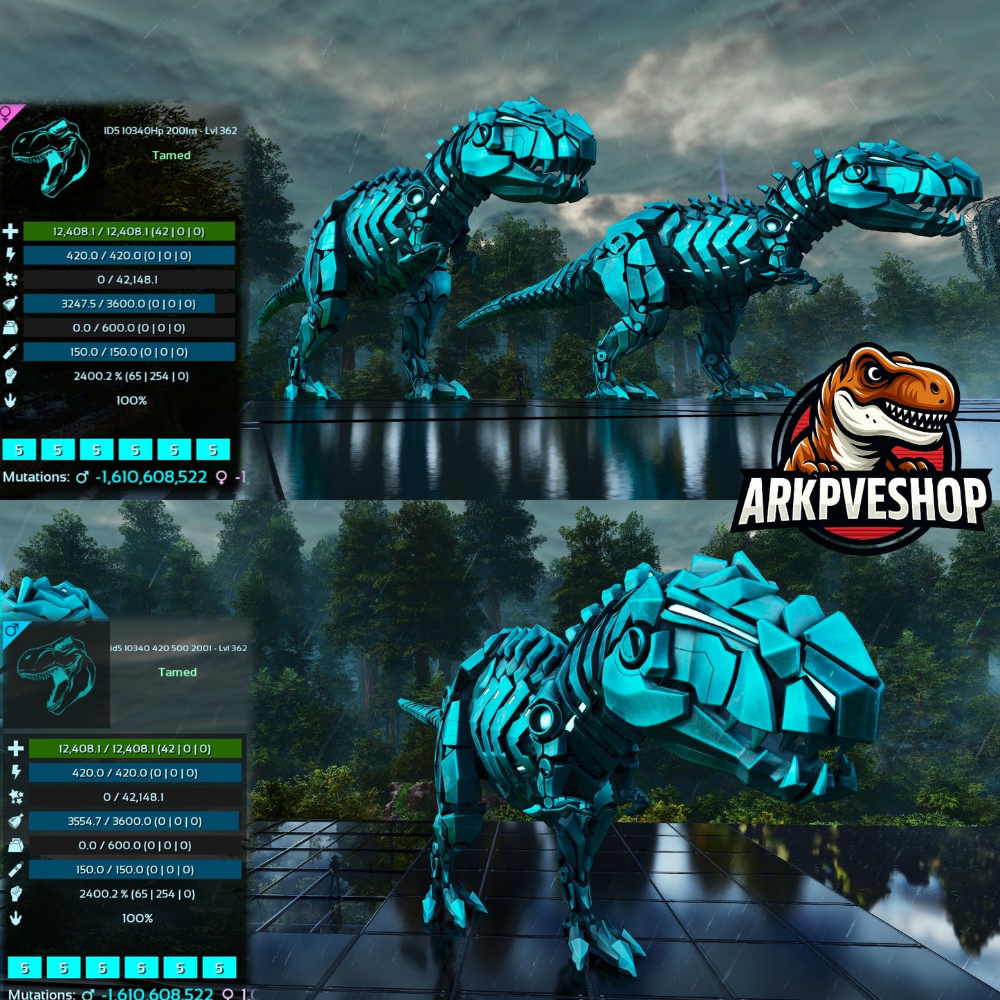 Tek Rex 2400% melee Imprinted Top Boss Stats