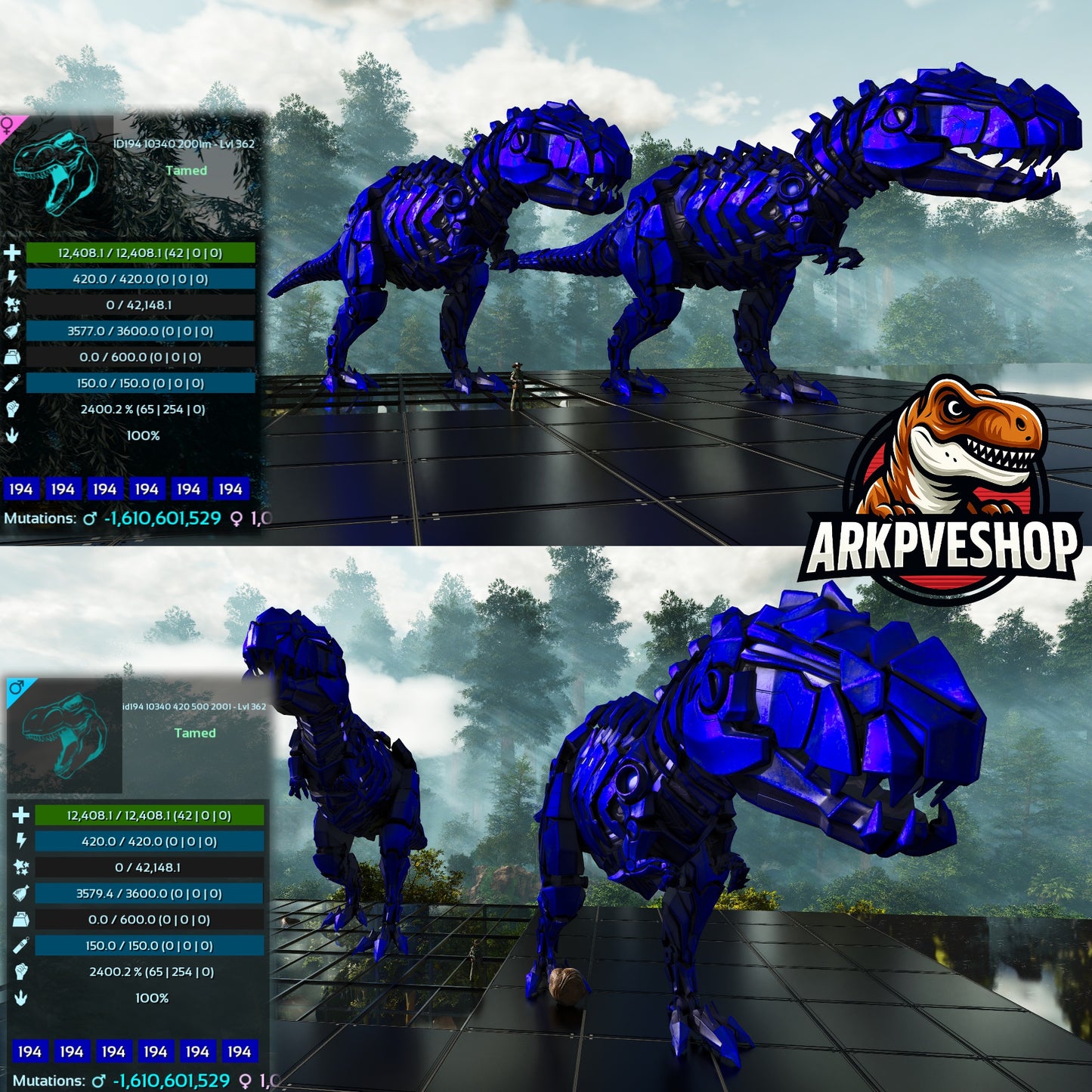 Tek Rex 2400% melee Imprinted Top Boss Stats