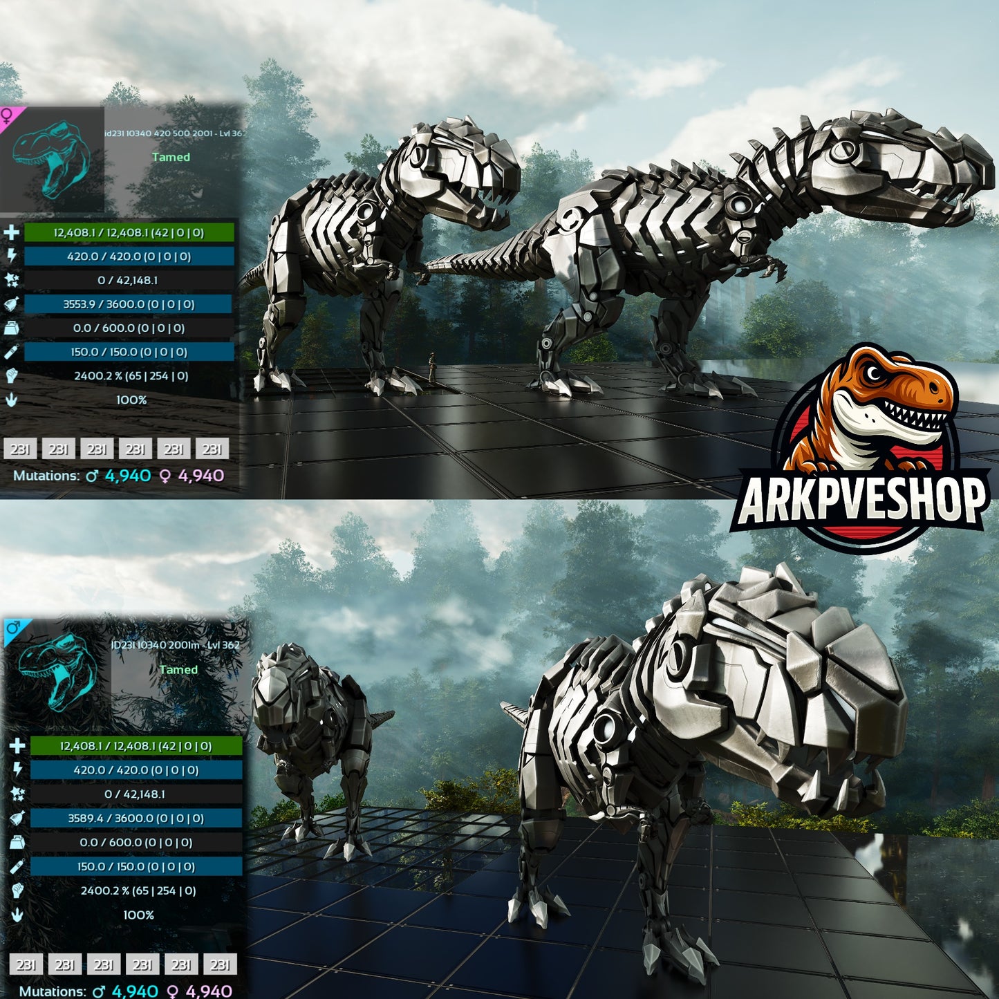 Tek Rex 2400% melee Imprinted Top Boss Stats