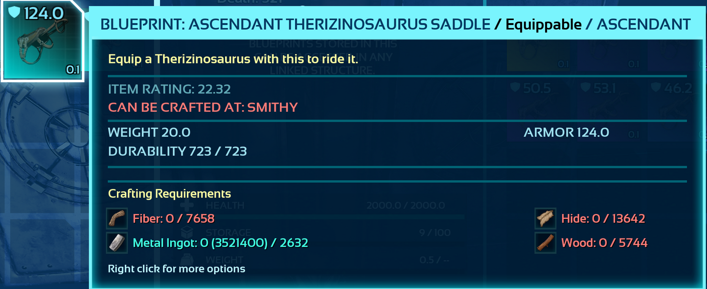 Therizinosaurus Saddle Blueprint