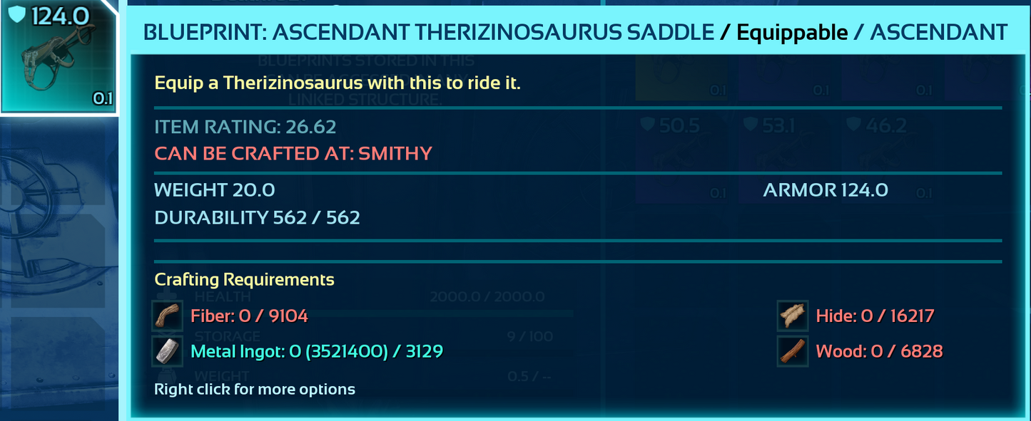 Therizinosaurus Saddle Blueprint