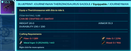 Therizinosaurus Saddle Blueprint