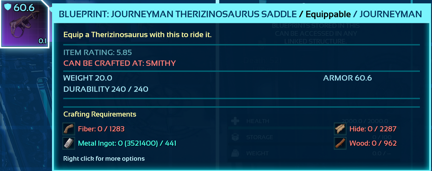 Therizinosaurus Saddle Blueprint