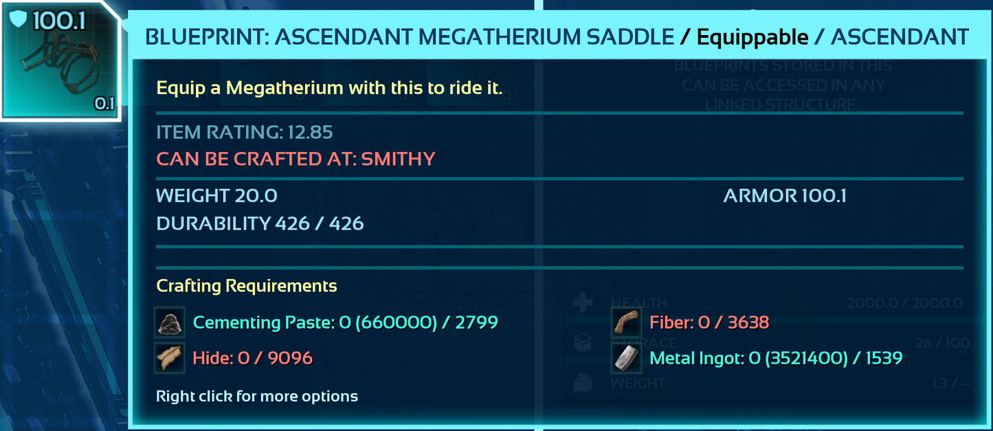 Megatherium Saddle Blueprint