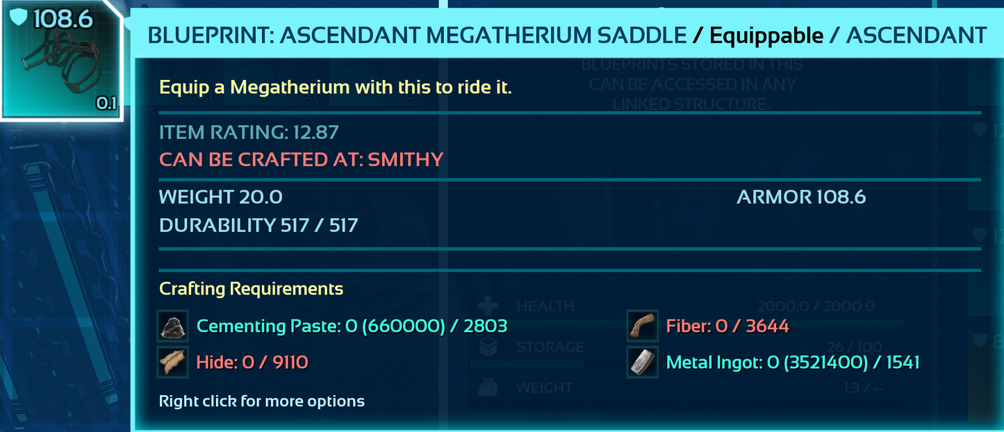 Megatherium Saddle Blueprint