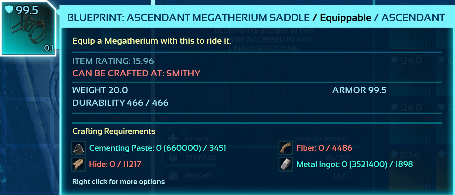 Megatherium Saddle Blueprint