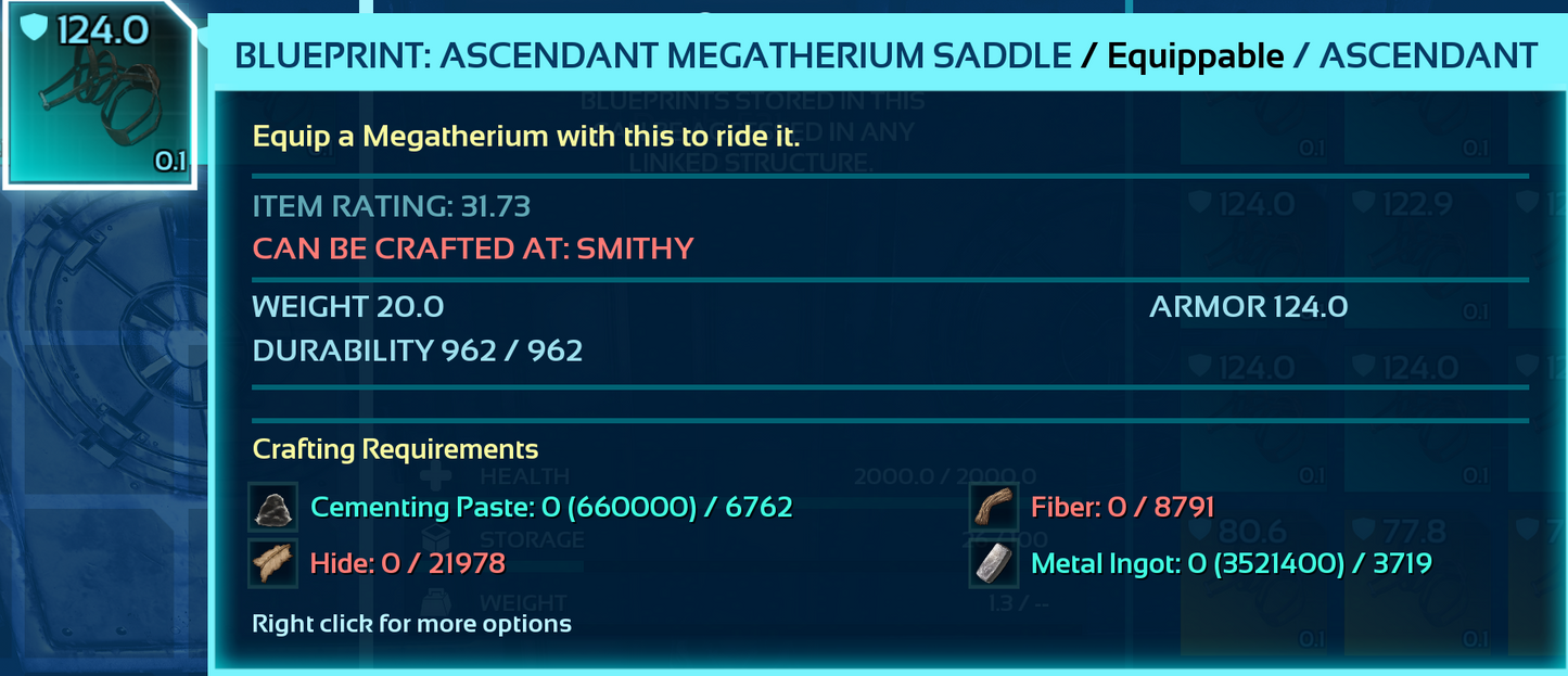 Megatherium Saddle Blueprint