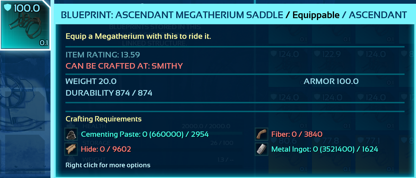 Megatherium Saddle Blueprint