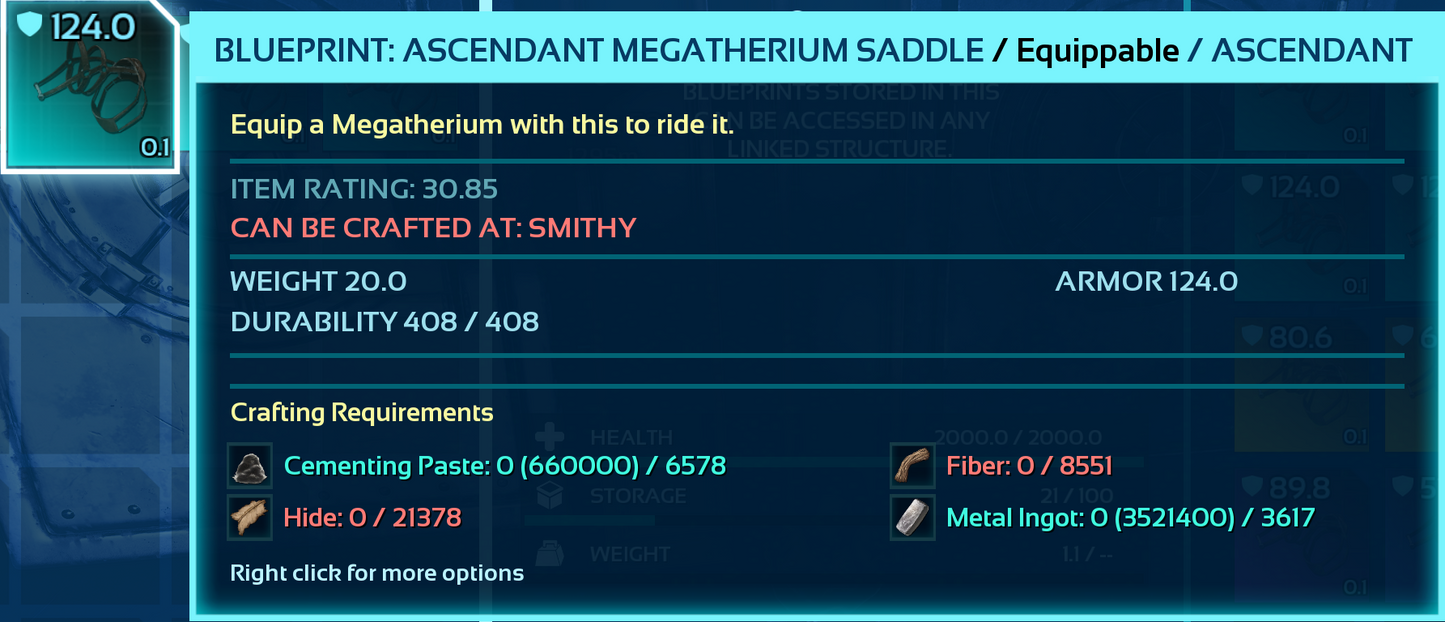 Megatherium Saddle Blueprint