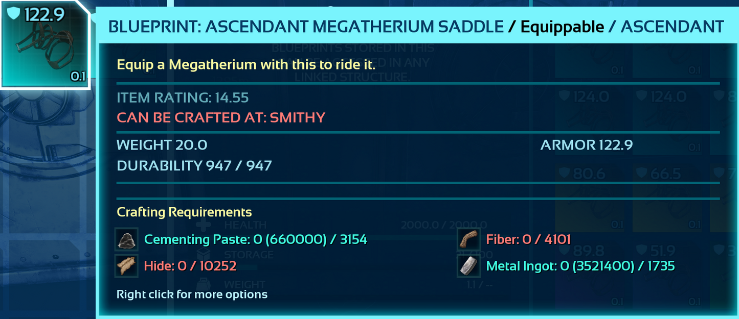 Megatherium Saddle Blueprint