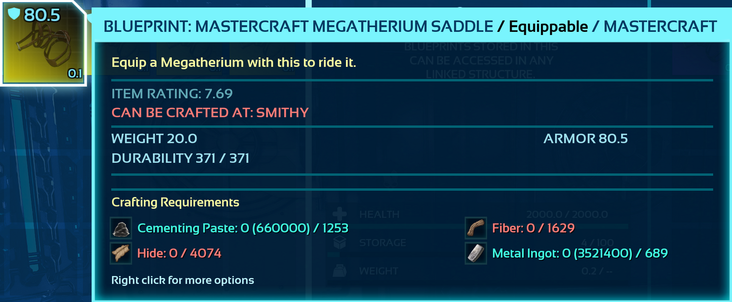 Megatherium Saddle Blueprint