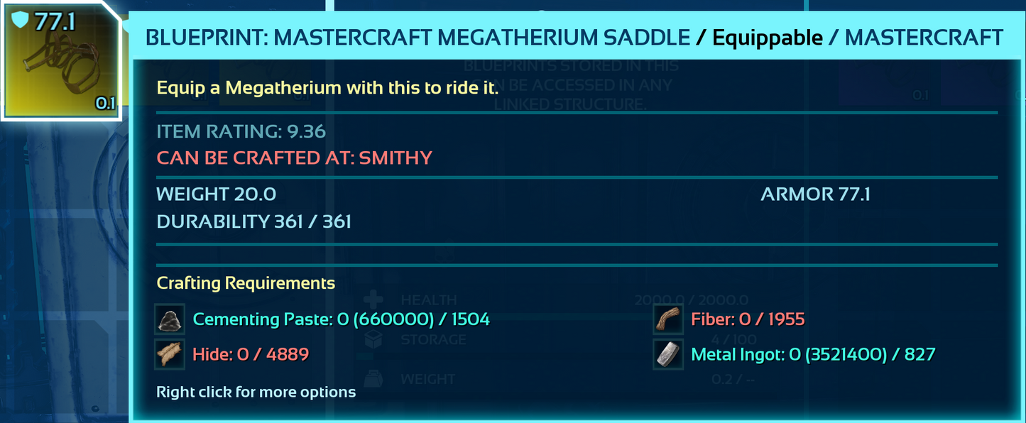 Megatherium Saddle Blueprint