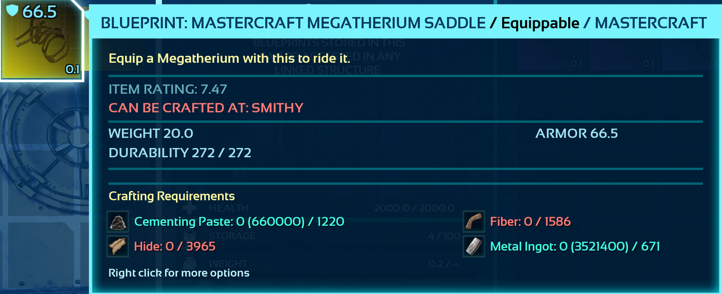 Megatherium Saddle Blueprint