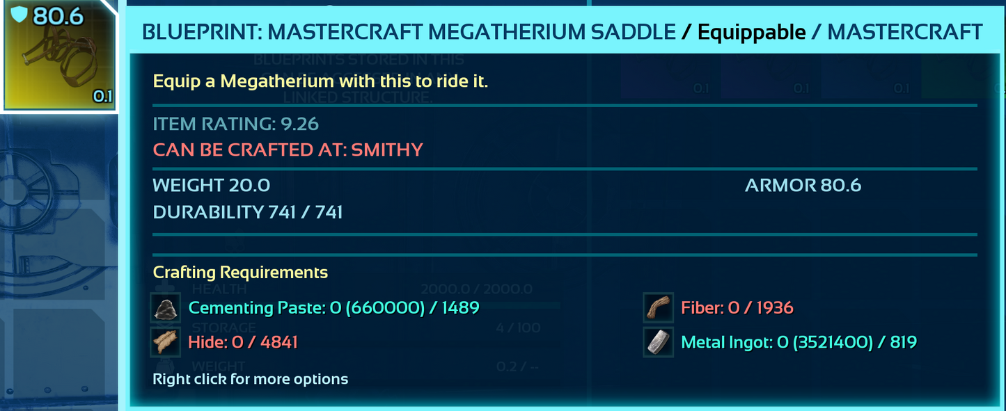 Megatherium Saddle Blueprint