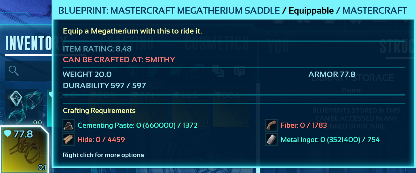 Megatherium Saddle Blueprint