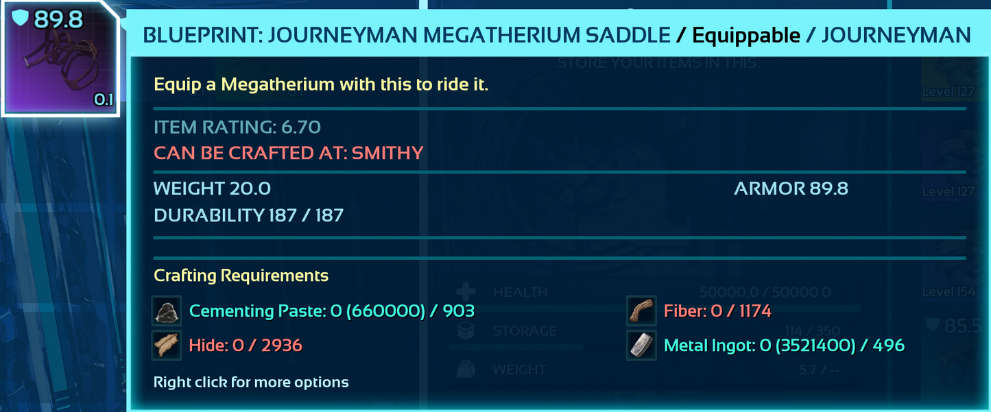 Megatherium Saddle Blueprint