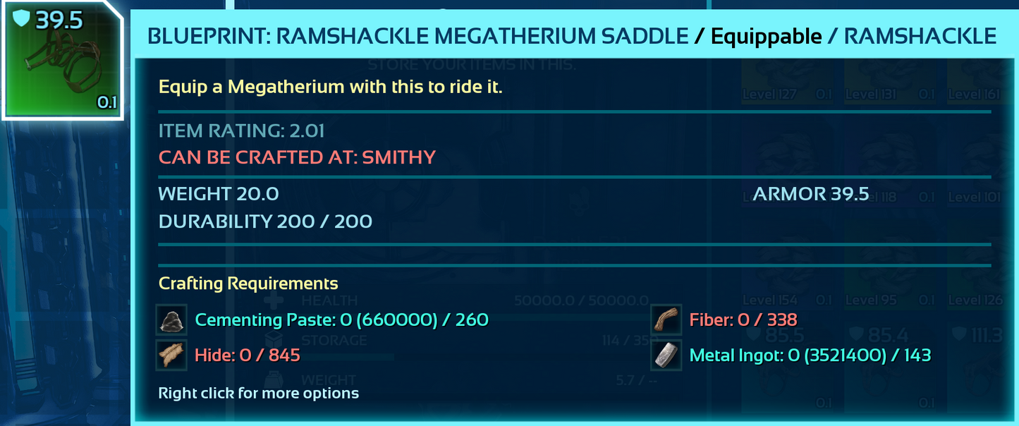 Megatherium Saddle Blueprint