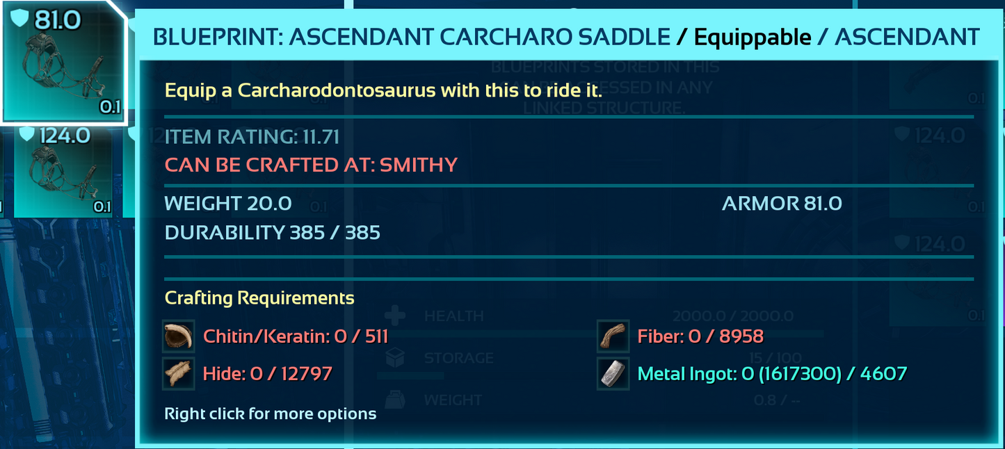 Carcharodontosaurus Carchar Saddle Blueprint