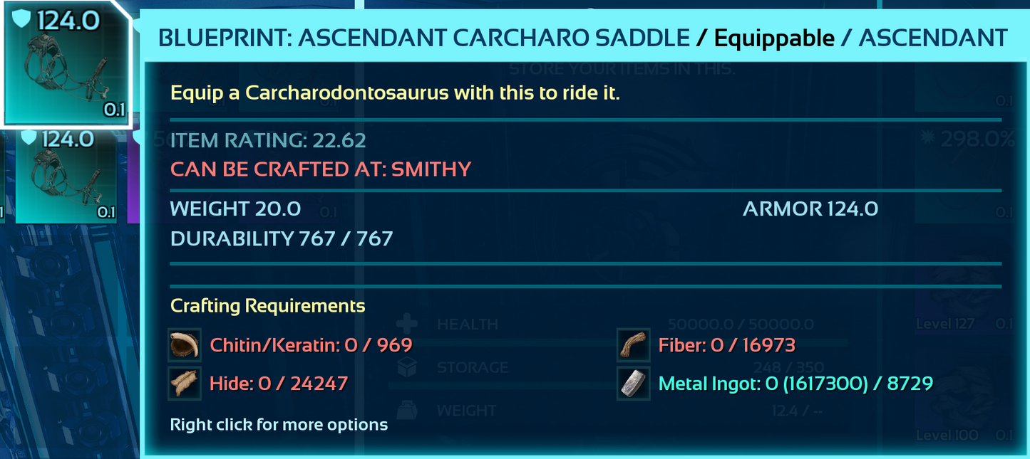 Carcharodontosaurus Carchar Saddle Blueprint