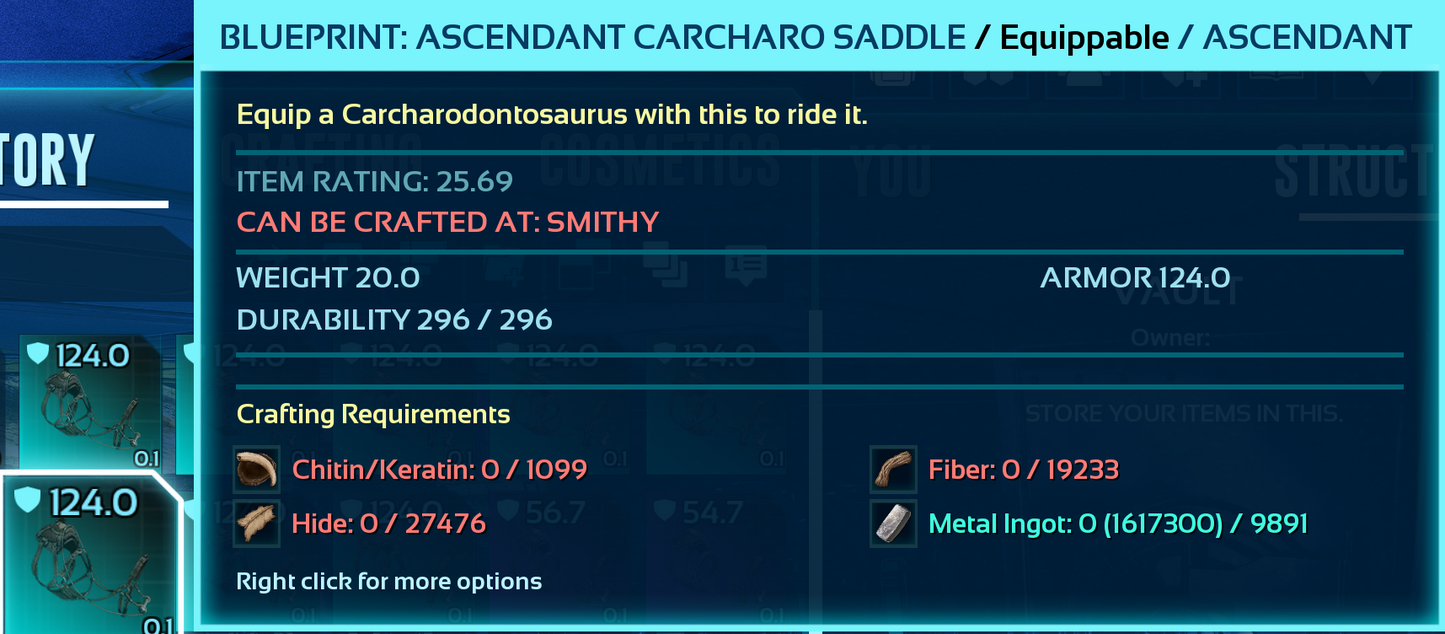 Carcharodontosaurus Carchar Saddle Blueprint