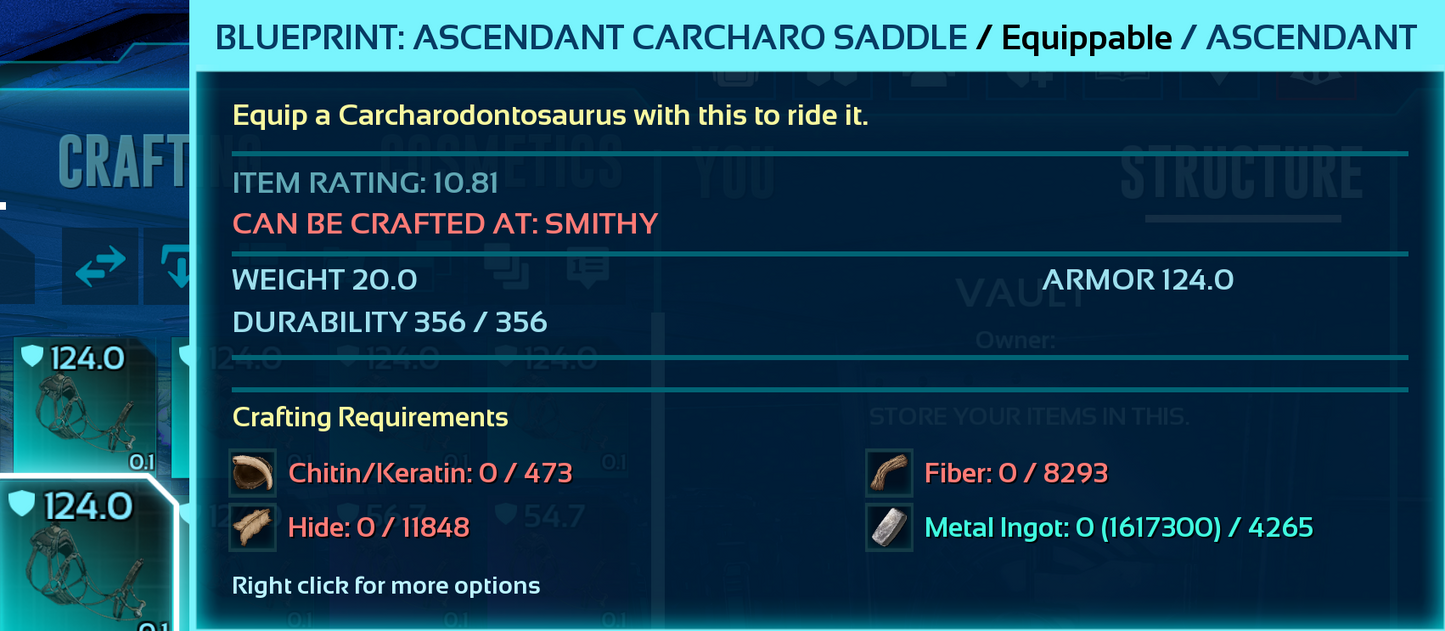 Carcharodontosaurus Carchar Saddle Blueprint