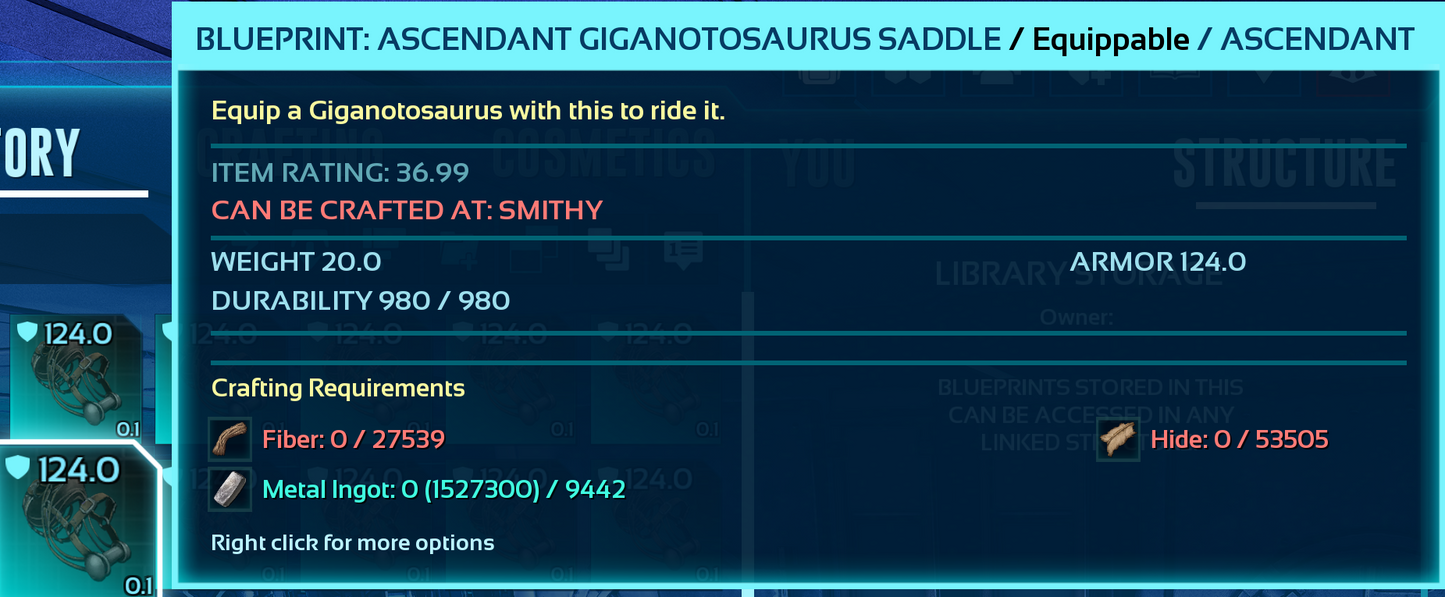 Giganotosaurus Saddle Blueprint