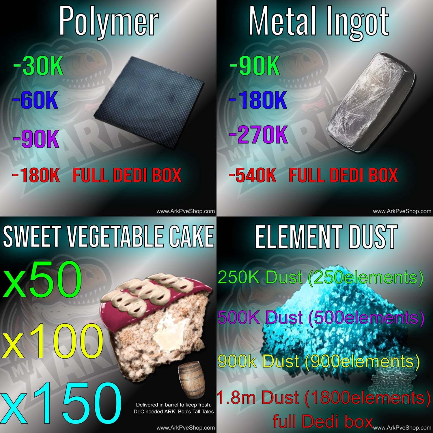 Buy Resources / Materials – Metal, Poly, Dust & more.📦