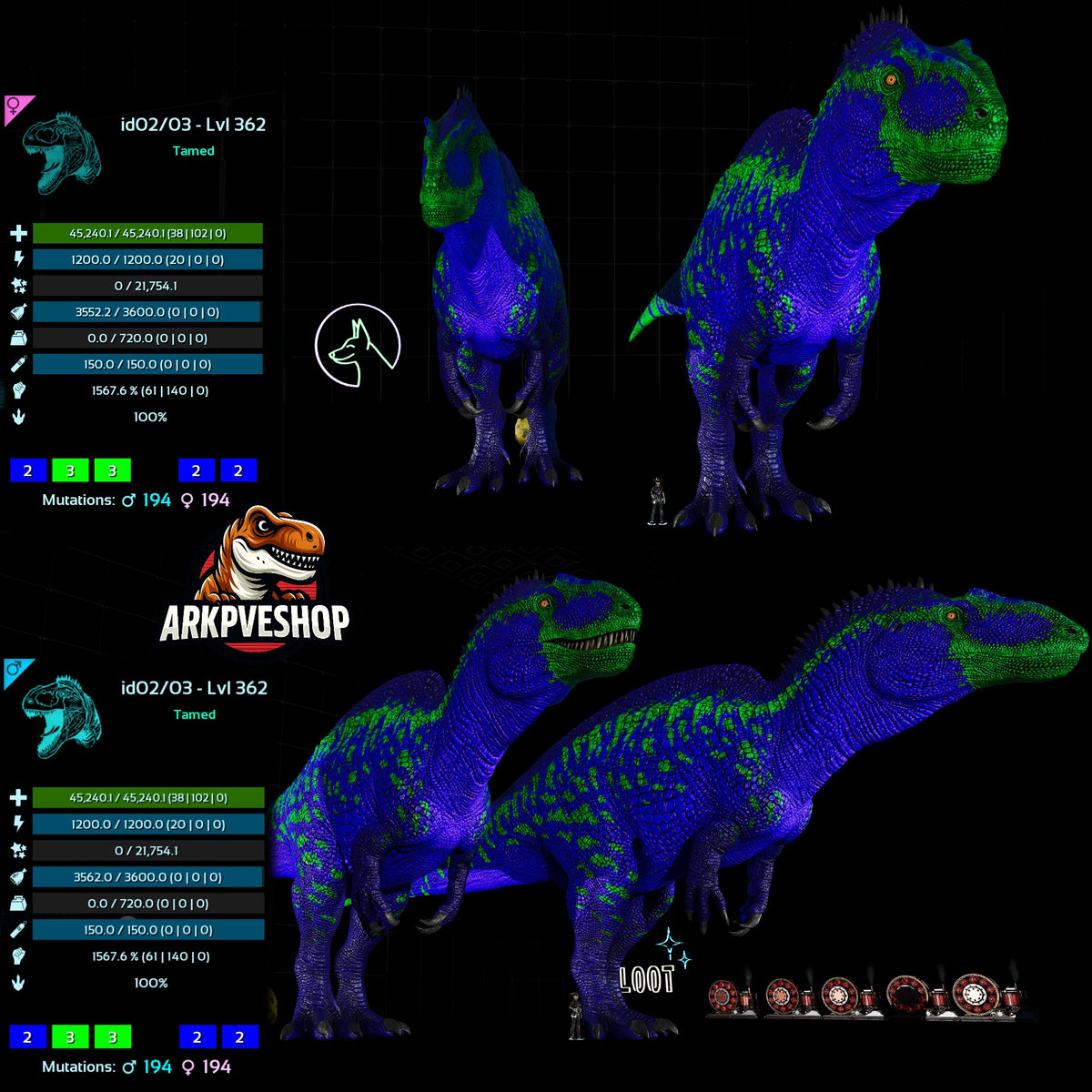 Acrocanthosaurus Acro 1567.6% Melee Damage