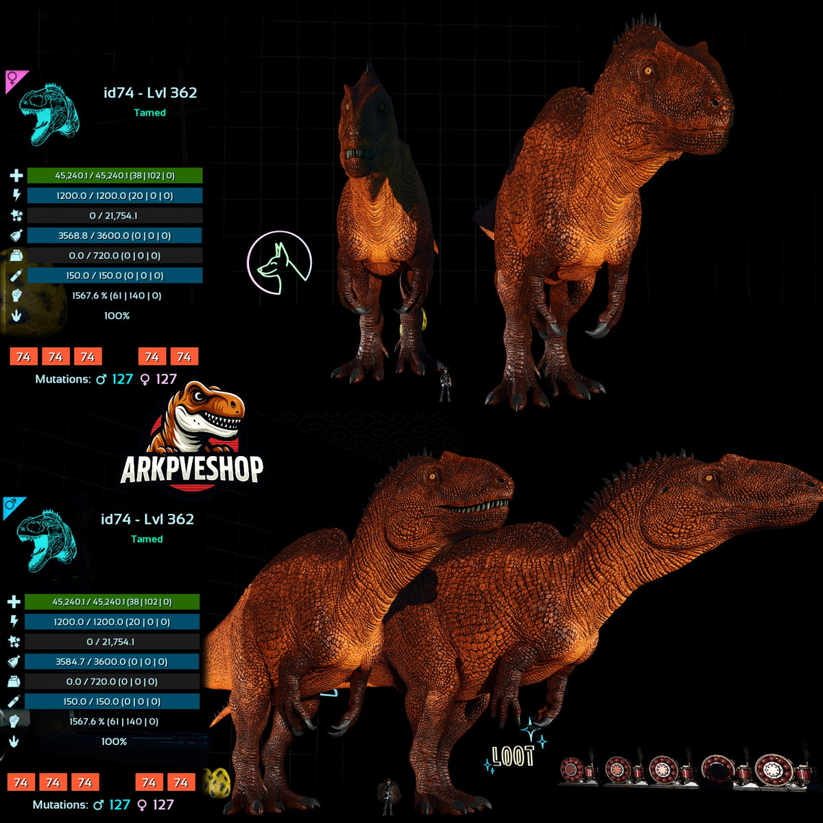 Acrocanthosaurus Acro 1567.6% Melee Damage