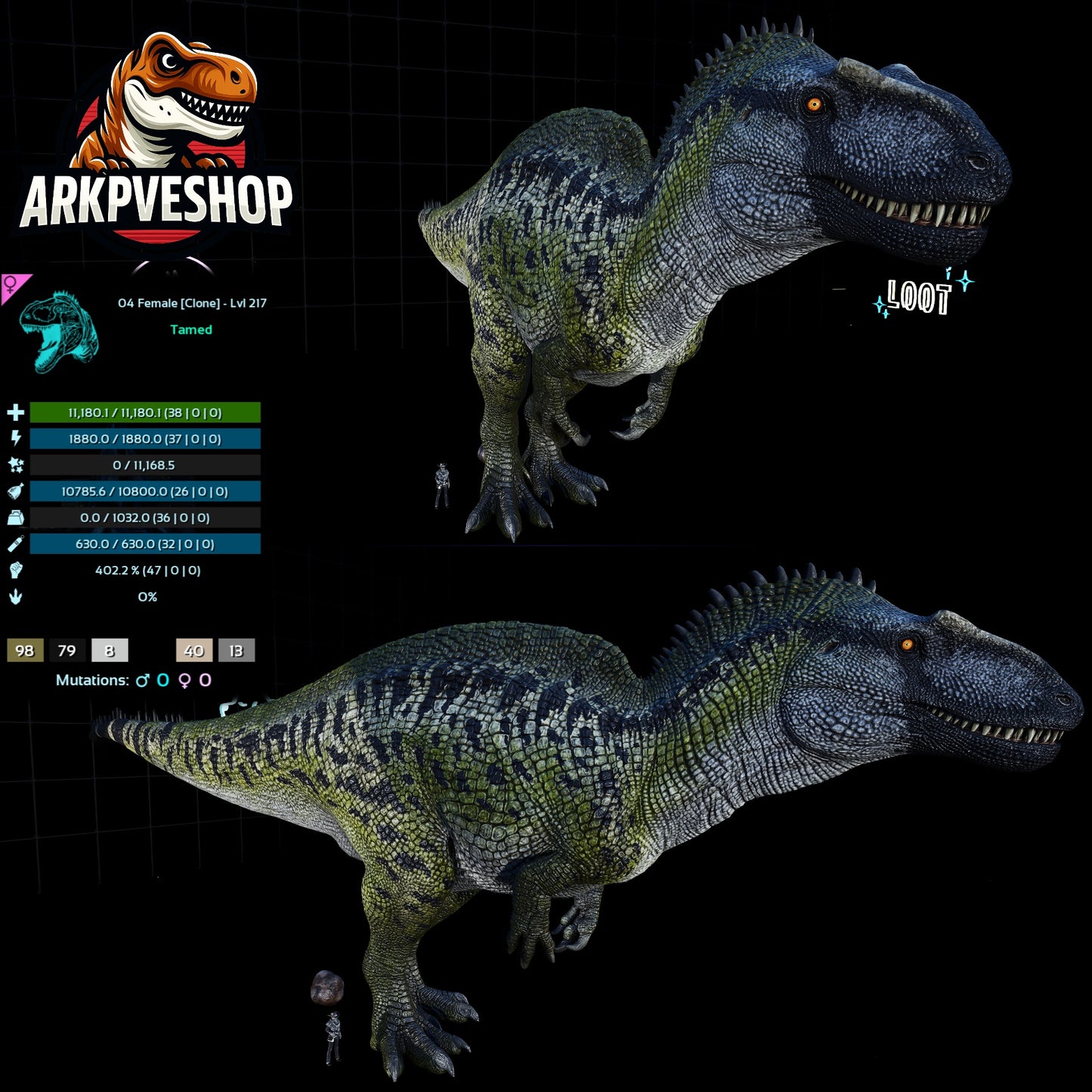Acro Acrocanthosaurus Clone High&Low Lvl