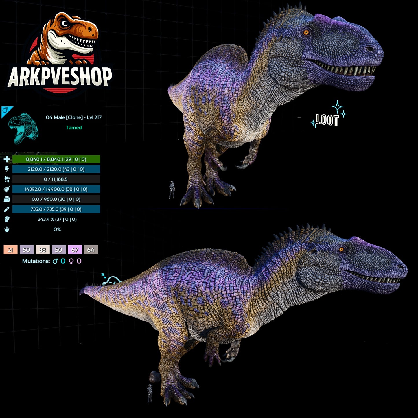 Acro Acrocanthosaurus Clone High&Low Lvl