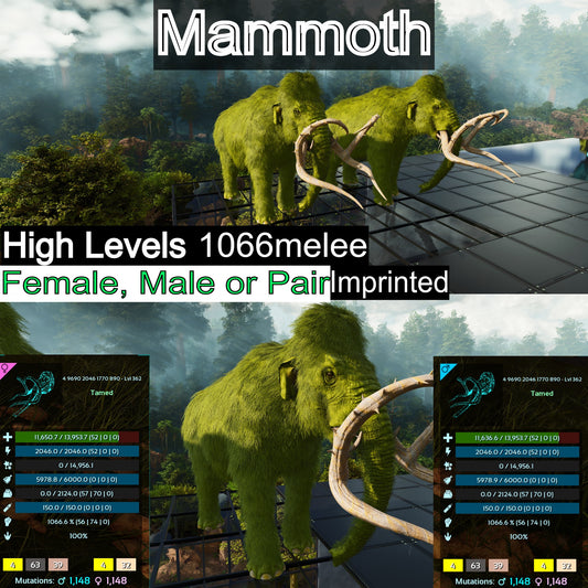 Mammoth / Max 362Lvl 1066melee 2124 Weight imprinted