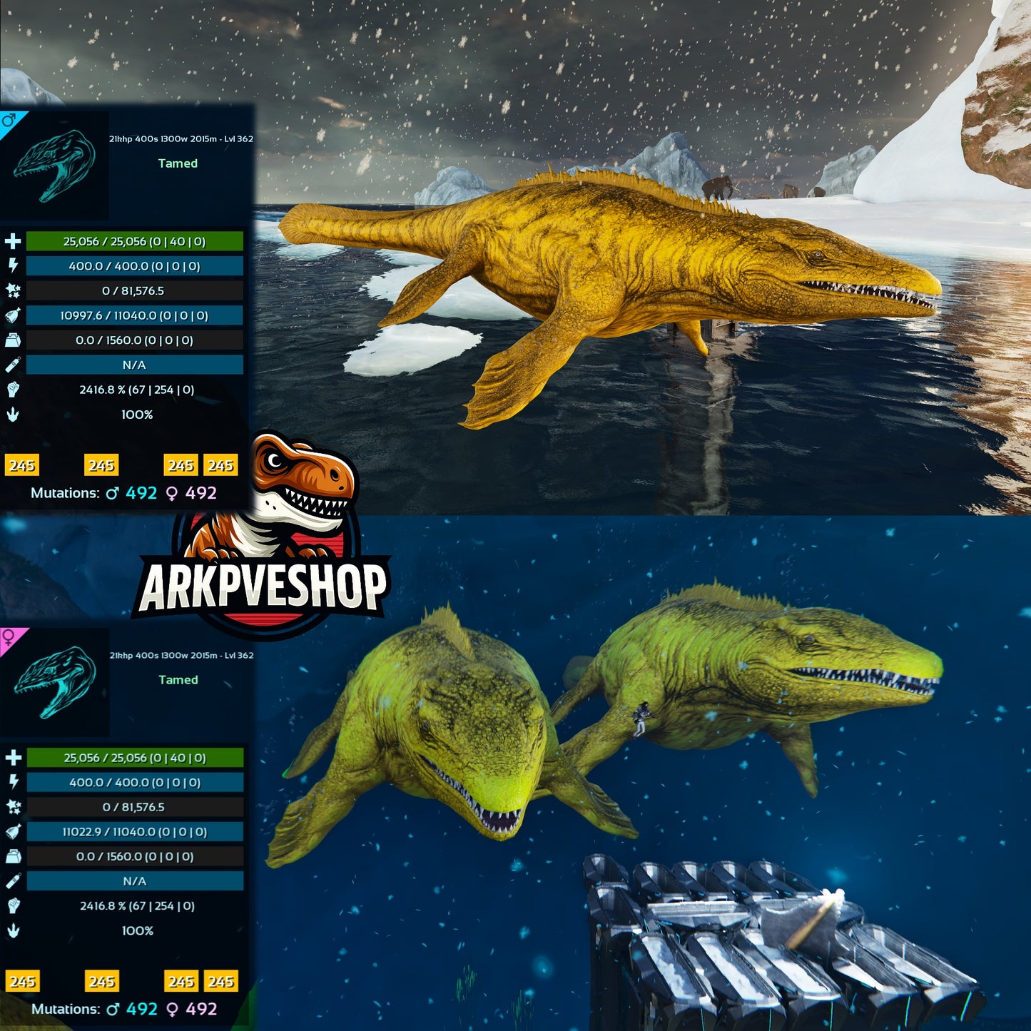 Mosasaurus  25056Hp 2416.8%melee Imprinted