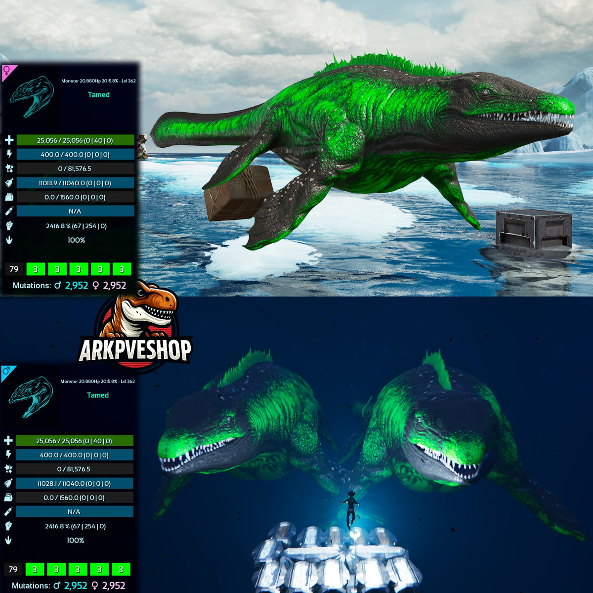 Mosasaurus 25056Hp 2416.8%melee Imprinted