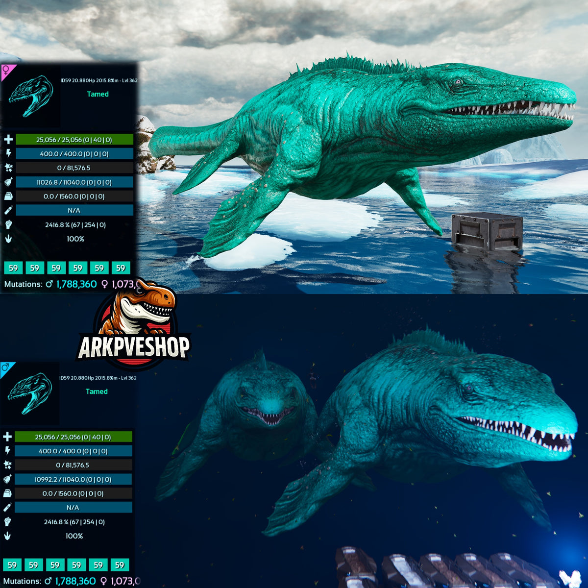 Mosasaurus 25056Hp 2416.8%melee Imprinted