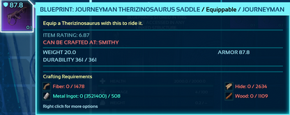 Therizinosaurus Saddle Blueprint